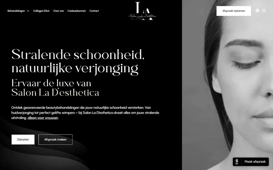 Schermafbeelding van de website van Salon La Desthetica