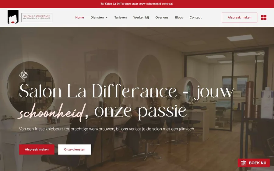 Schermafbeelding van de website van Salon La Differance
